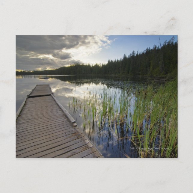 Solnedgång vid ett litet Sjö Vykort (Framsida)