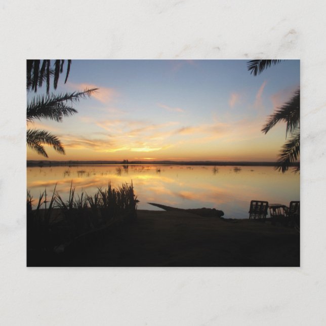 Solnedgång vid Fatnas Island, Siwa Oasis, Afrika Vykort (Framsida)