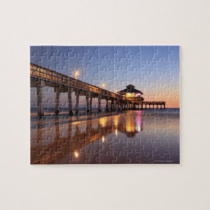 Solnedgång vid fiskepir, Fort Myers Beach Pussel