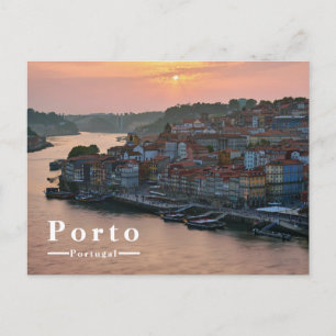 Solnedgång vid floden i Porto Portugal Helg Vykort