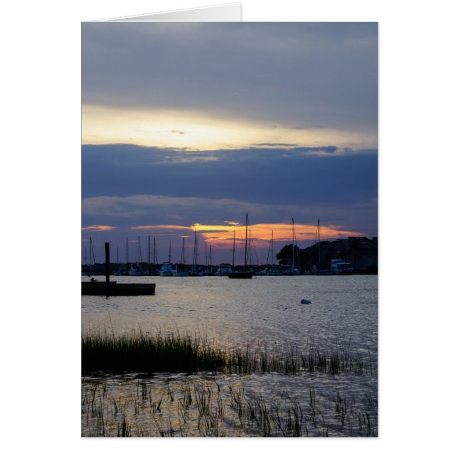 Solnedgång vid Folly Harbor OBS Kort (Framsidan)