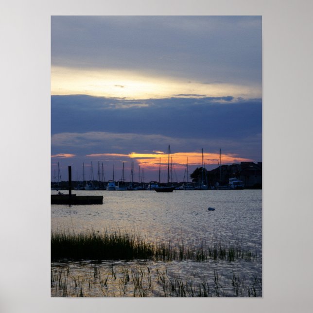 Solnedgång vid Folly Harbor Poster (Framsidan)