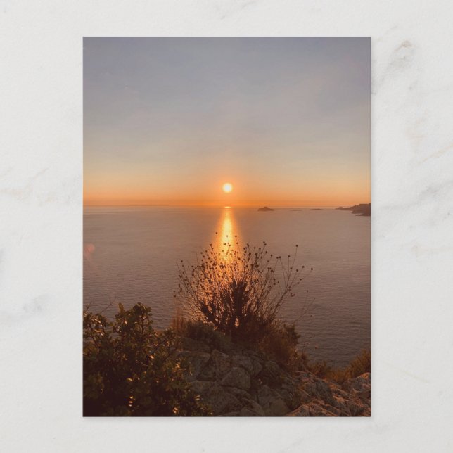 Solnedgång vid Fransken Riviera i Cassis Frankrike Vykort (Framsida)