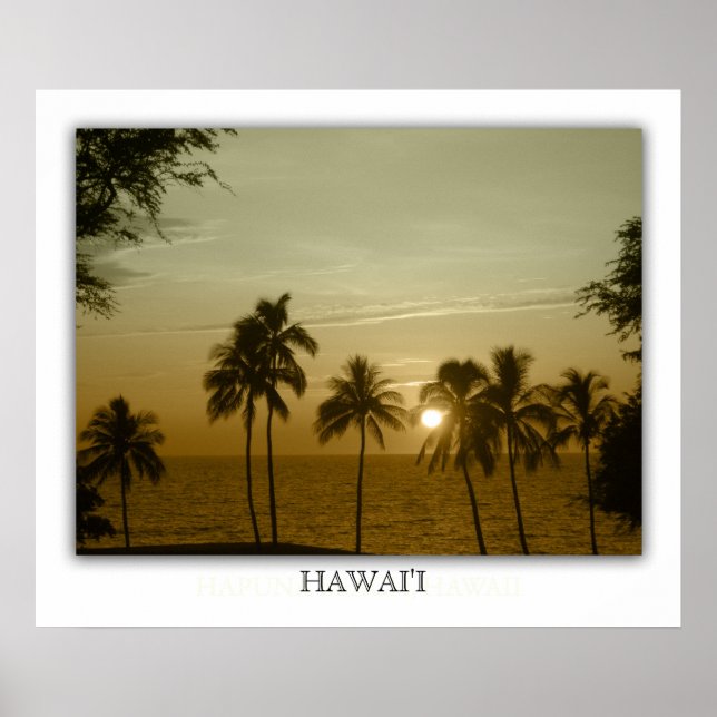 Solnedgång vid Hapuna-stranden, Hawaii Poster (Framsidan)