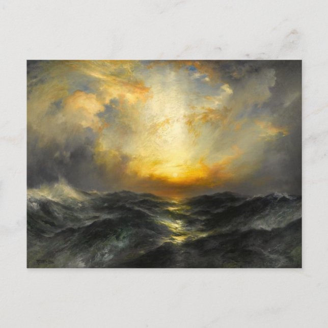 Solnedgång vid havet vykort (Framsida)