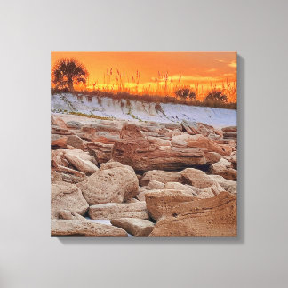 Solnedgång vid havets strand Canvas
