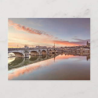Solnedgång vid Jacques Gabriel Bridge of Blois, Fr Vykort
