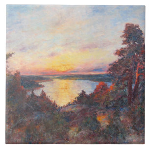 Solnedgång vid Kusten (av Kimon Loghi) Kakelplatta