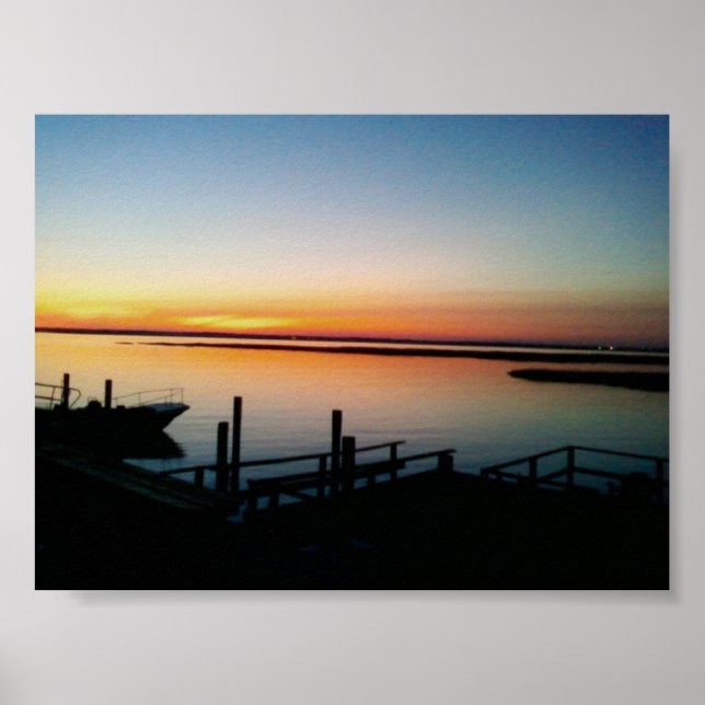 solnedgång vid kusten poster (Framsidan)