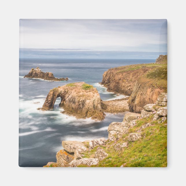 Solnedgång vid Lands End i Cornwall England UK Magnet (Framsidan)
