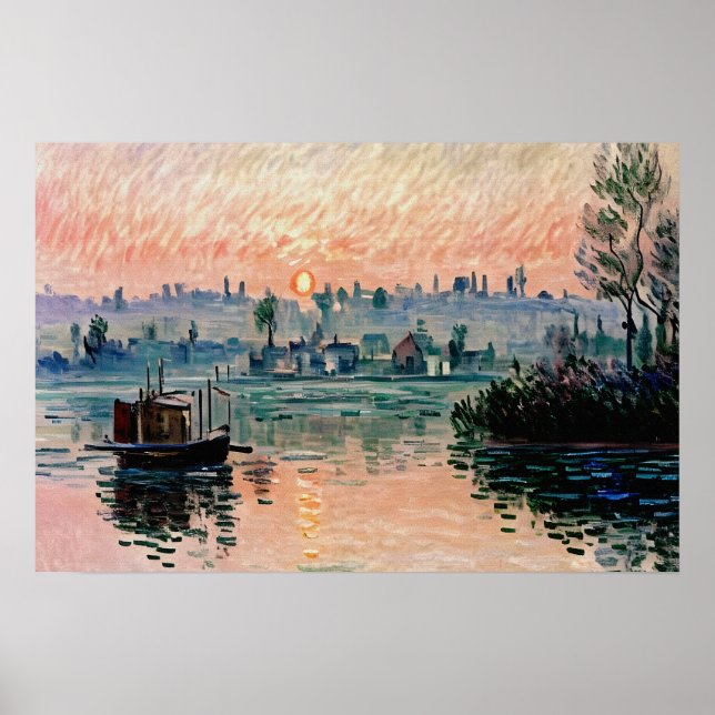 Solnedgång vid Lavacourt (1) A Tranquil Evening Gl Poster (Framsidan)