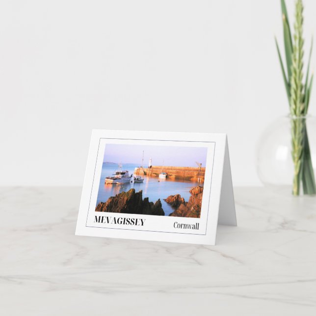Solnedgång vid Mevagissey Harbor, Cornwall Kort (Framsida)