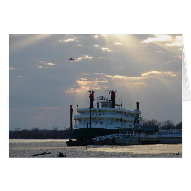 Solnedgång vid Mississippi-floden Hälsningskort (Framsidan Horizontal)