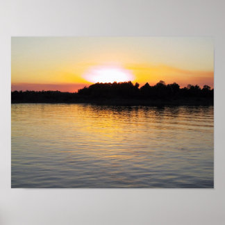 Solnedgång vid Mississippi-floden Poster