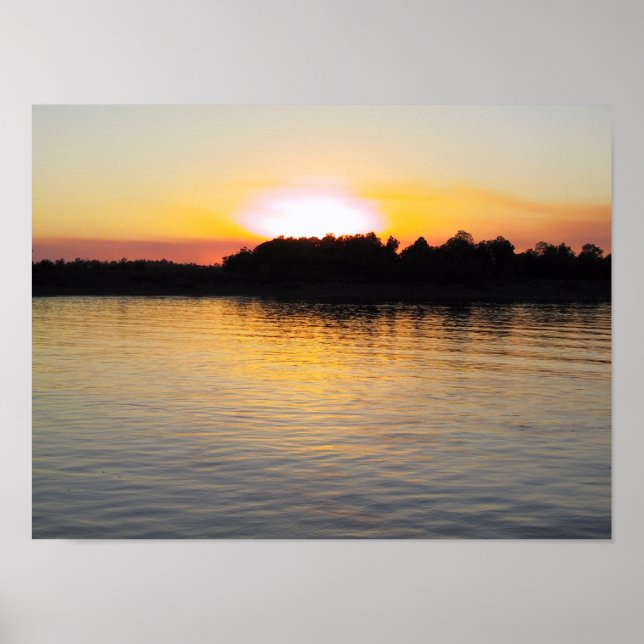 Solnedgång vid Mississippi-floden Poster (Framsidan)