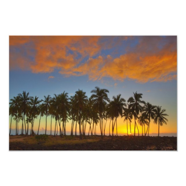 Solnedgång vid National Historic Park Pu'uhonua o Fototryck (Framsidan)