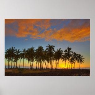 Solnedgång vid National Historic Park Pu'uhonua o Poster