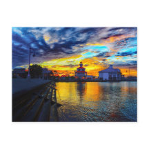 Solnedgång vid New Basin Canal Lighthouse