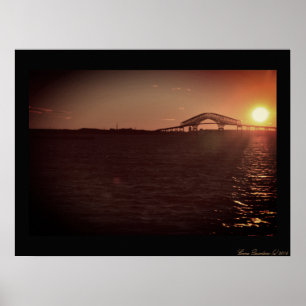 Solnedgång vid Nyckel-bron över Chesapeake Bay Poster
