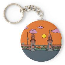 Solnedgång vid Oberbaum-bron i Berlin