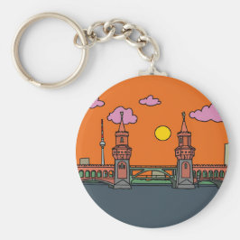 Solnedgång vid Oberbaum-bron i Berlin Nyckelring