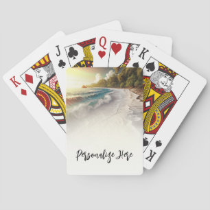 Solnedgång vid paradisstranden kustbröllop casinokort