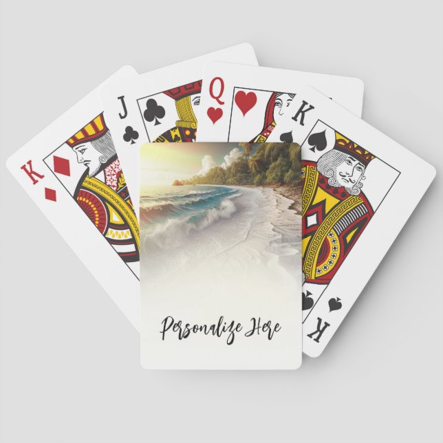 Solnedgång vid paradisstranden kustbröllop casinokort (Baksidan)
