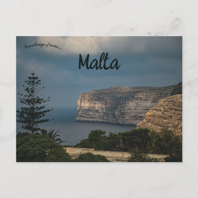 Solnedgång vid Sanap Cliffs Munxar Malta Vykort (Framsida)