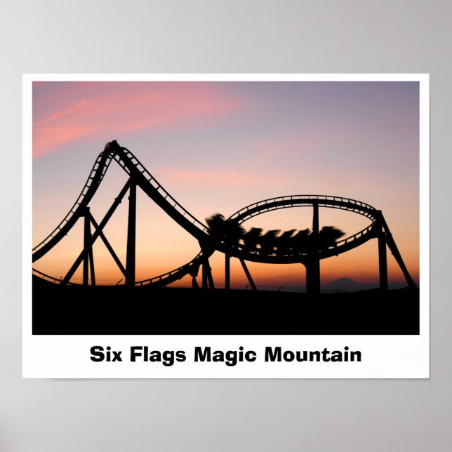 Solnedgång vid sex Flaggor Magic Mountain Poster (Framsidan)