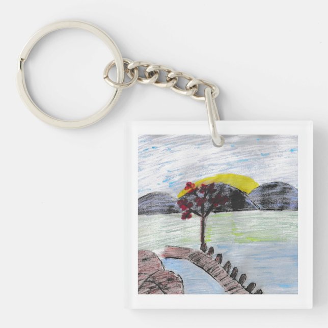 Solnedgång vid sjö (Framsidan)