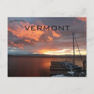 Solnedgång vid Sjö Chamblank Vermont Vykort