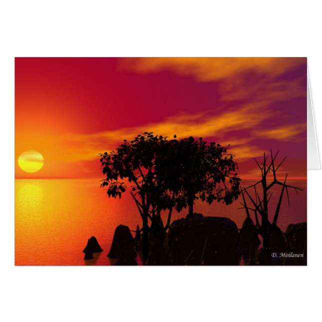 Solnedgång vid Sjö Hälsningskort (Framsidan Horizontal)
