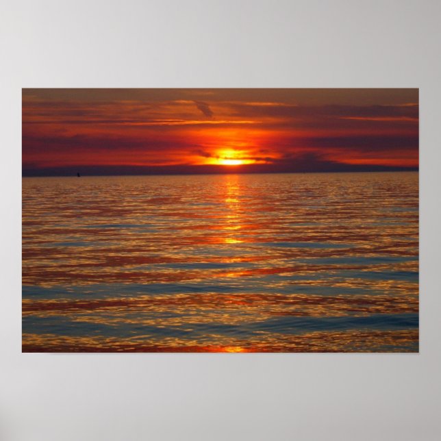 Solnedgång vid Sjö Michigan 4 Poster (Framsidan)