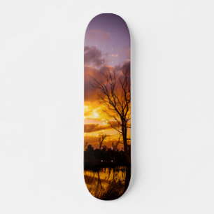 Solnedgång vid sjö mini skateboard bräda 18,5 cm