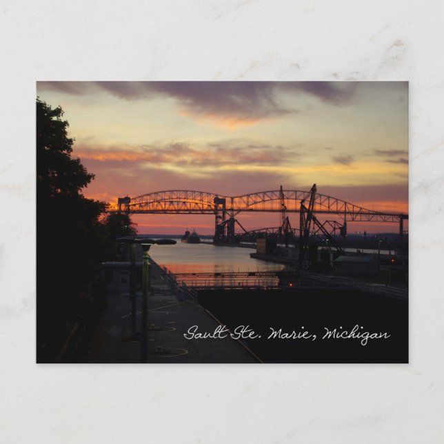 Solnedgång vid soo Locks Vykort (Framsida)