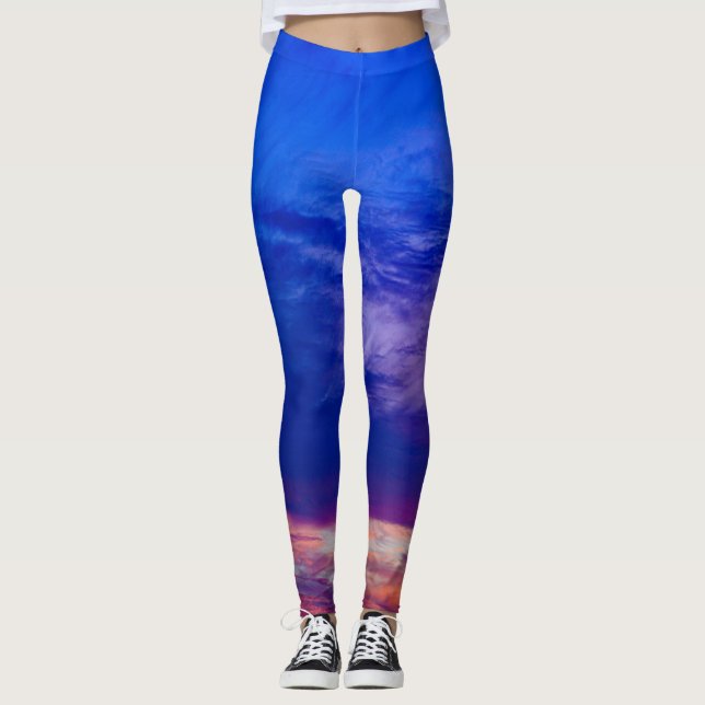 Solnedgång vid strand 3-baljväxter leggings (Framsida)