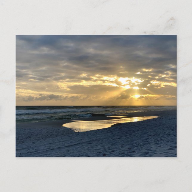 Solnedgång vid strand Original rese fotografering Vykort (Framsida)