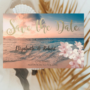 Solnedgång vid strandbröllop, Plumeria  Spara datu Datumet