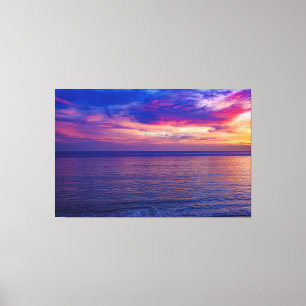 Solnedgång vid stranden 2-inslagen canvas