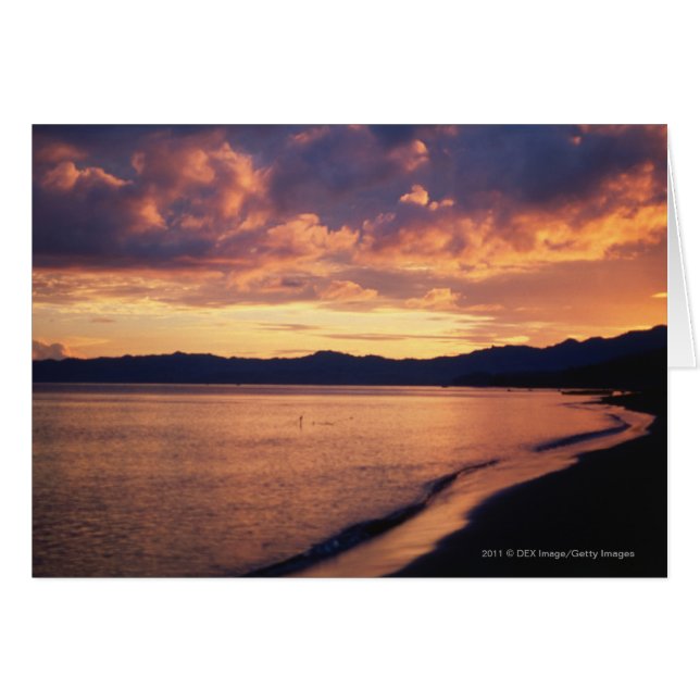 Solnedgång vid stranden hälsningskort (Framsidan Horizontal)