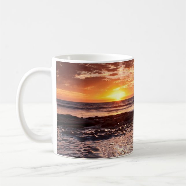Solnedgång vid stranden, Kalifornien Kaffemugg (Vänster)