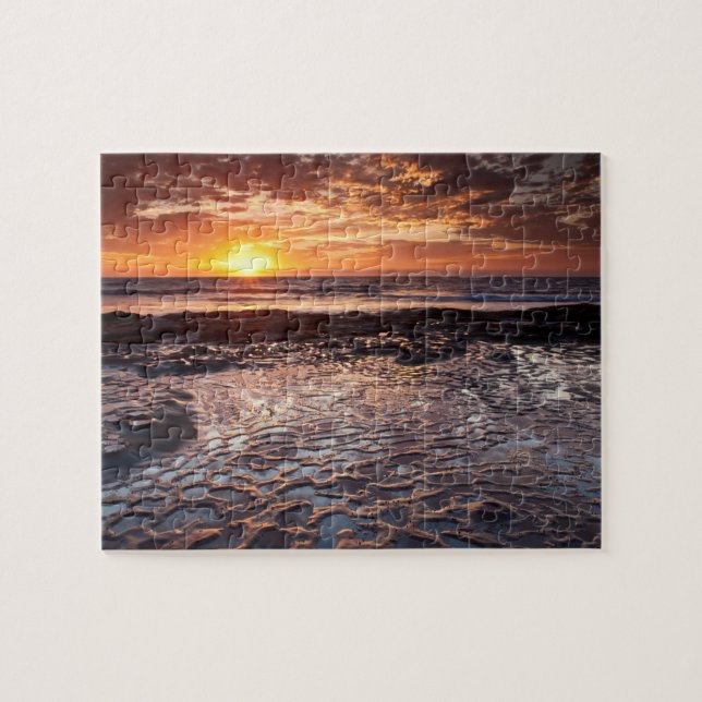 Solnedgång vid stranden, Kalifornien Pussel (Horisontell)