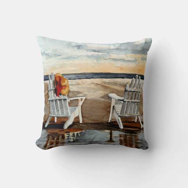 Solnedgång vid stranden kudde (Framsida)