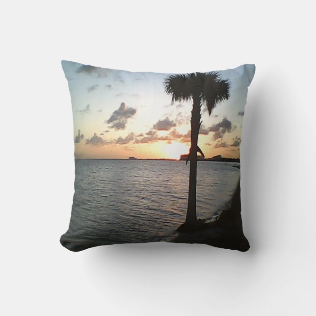 Solnedgång vid stranden kudde (Framsida)