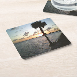 Solnedgång vid stranden underlägg papper kvadrat