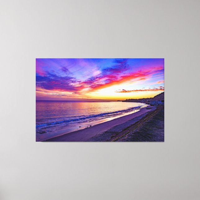 solnedgång vid strandinslagen canvas (Framsida)