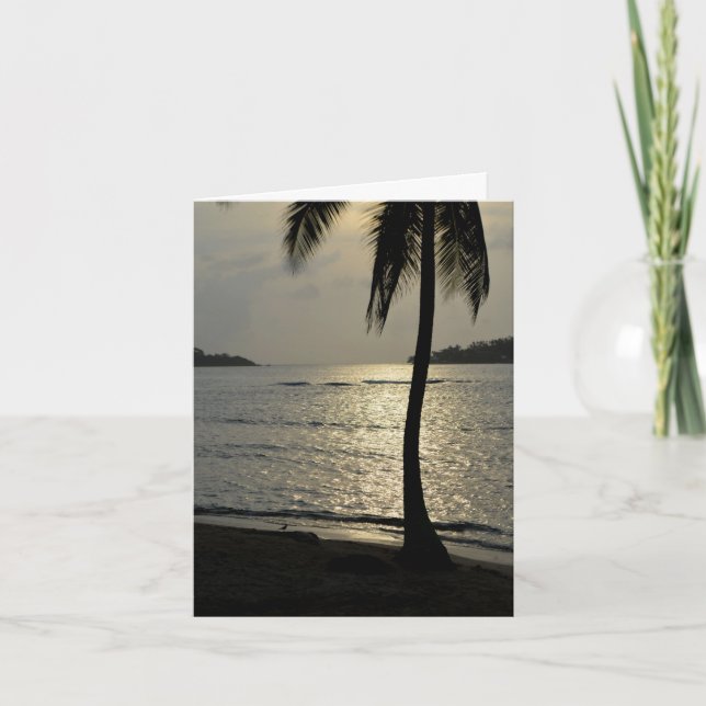 Solnedgång vid strandkortet kort (Framsida)