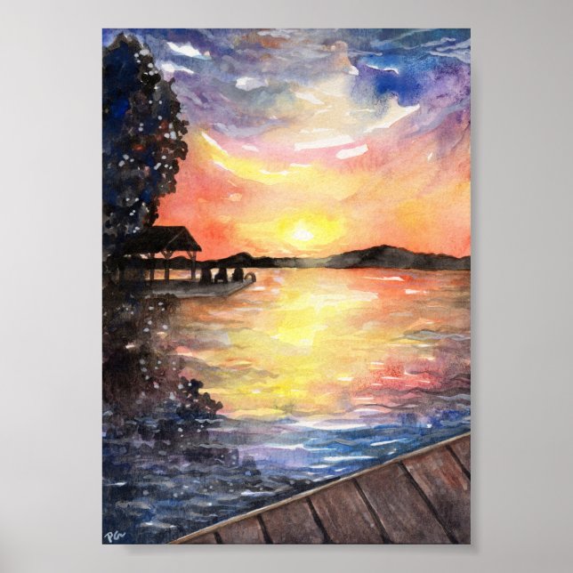Solnedgång vid stugan poster (Framsidan)