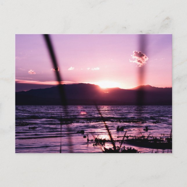 Solnedgång vid Utah Lake vykort (Framsida)