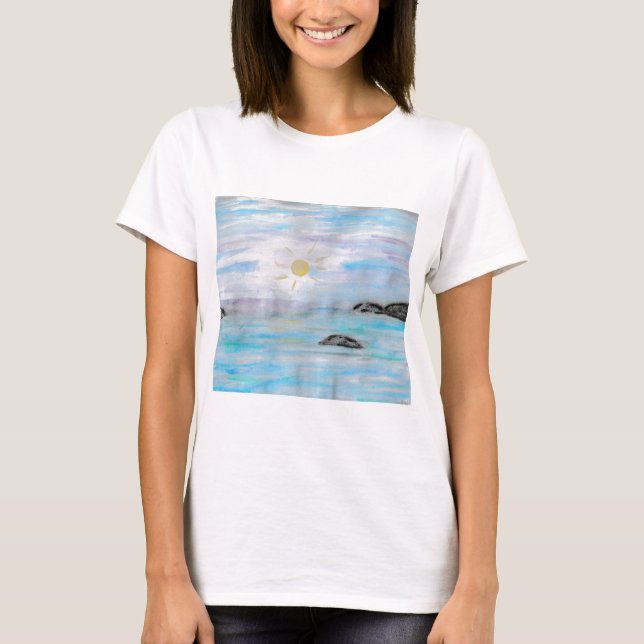Solnedgång vid vatten t shirt (Framsida)